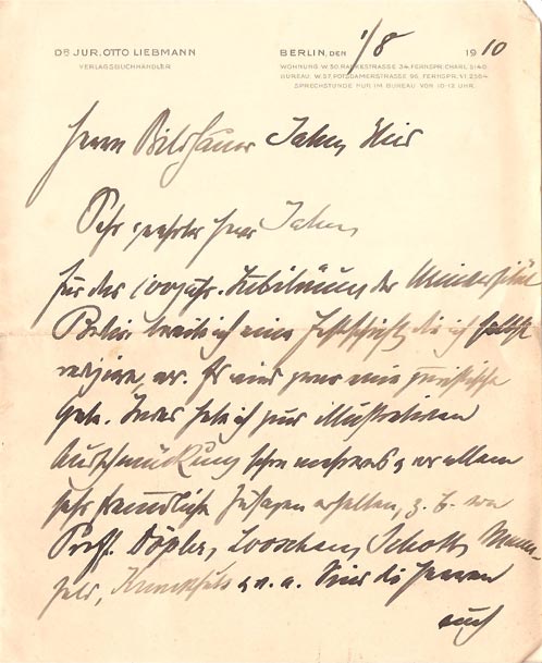 Brief von Otto Liebmann-1